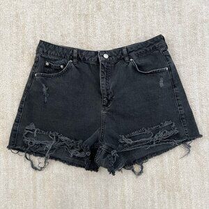 Topshop Moto Distressed Cutoff Mom Jeans Denim Shorts US 12
